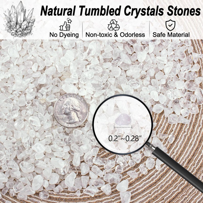 EZEELAI 0.5 Lb/230g Clear Quartz Crystal Stone Chips Bulk, Tumbled Healing Crystal Chips Natural Gemstones Crushed Stones Decorative Vase Fillers Aquarium Gravel Rocks, 3-5mm - Image 2